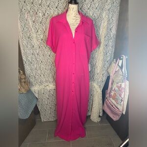 Eloquii Hot Pink button down dress